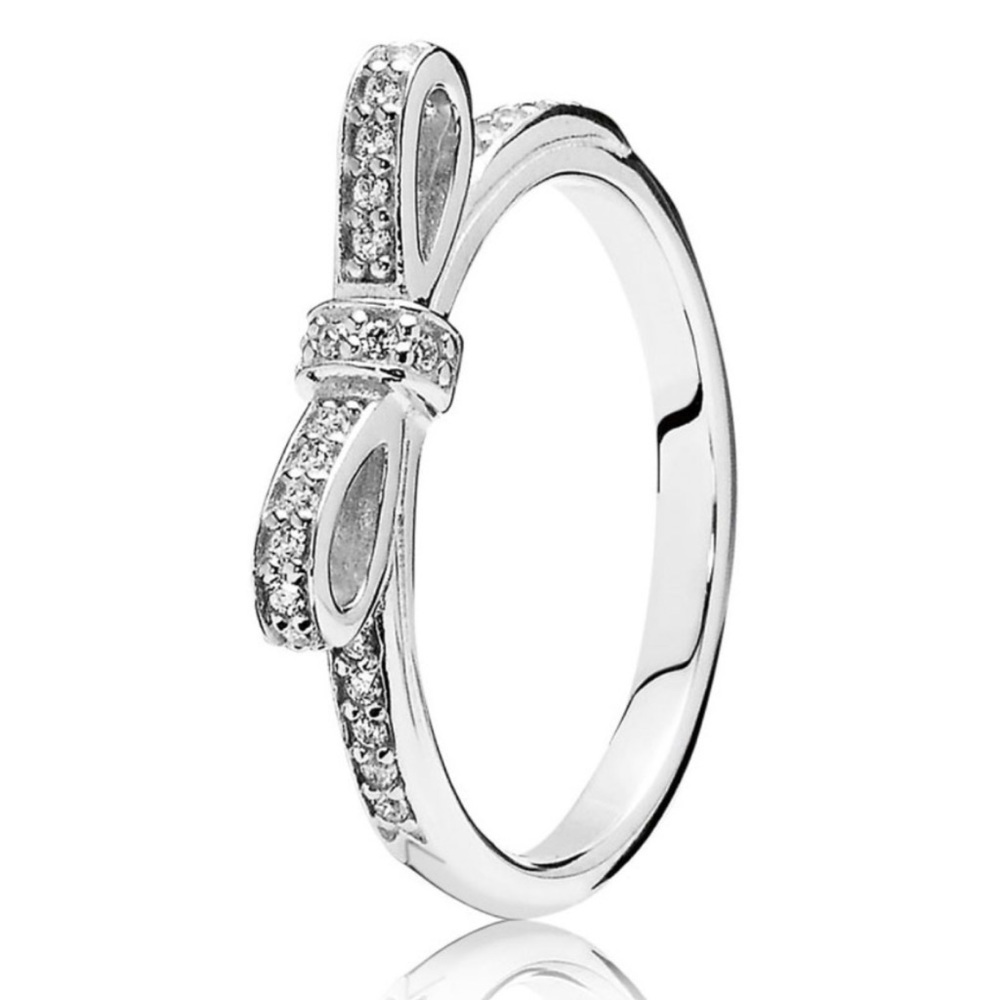 Pandora Silver Sparkling Bow Ring
